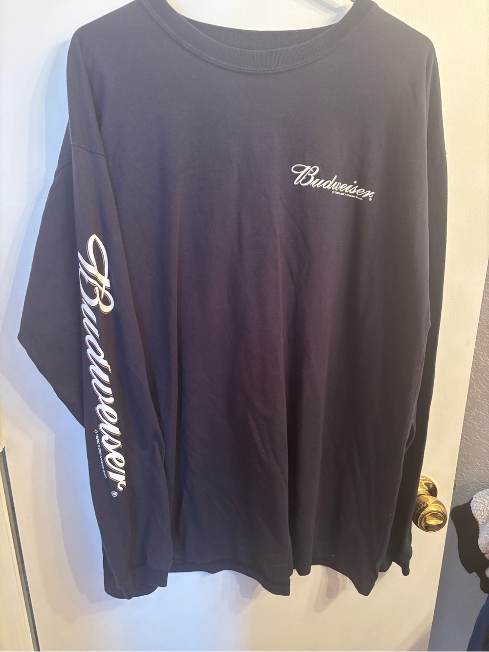 Budweiser Men’s Long Sleeve Logo T-Shirt - Navy